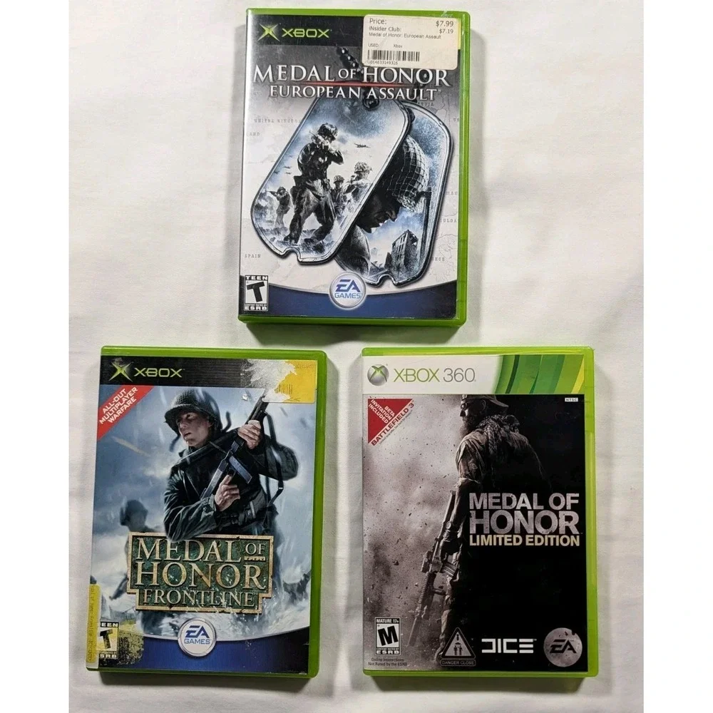 Medal of Honor Video Game Lot (3) Original Xbox Xbox 360 Frontline Assault CIB